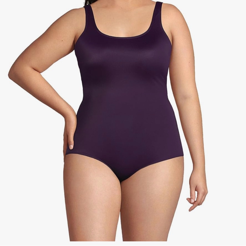 Lands’End Blackberry Tugless Tank One Piece Swimsuit, 16W
